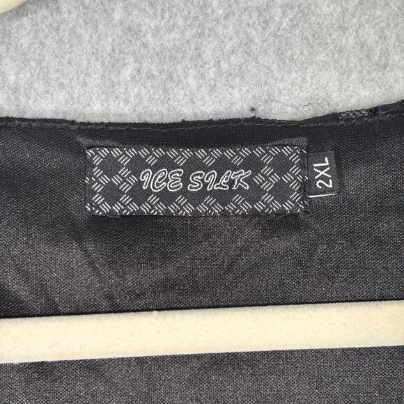 VTG 90s Ice Silk Dress 2XL Wrap Lace Sheer Flowy Skater Whimsigoth Feminine ** - Picture 5 of 14